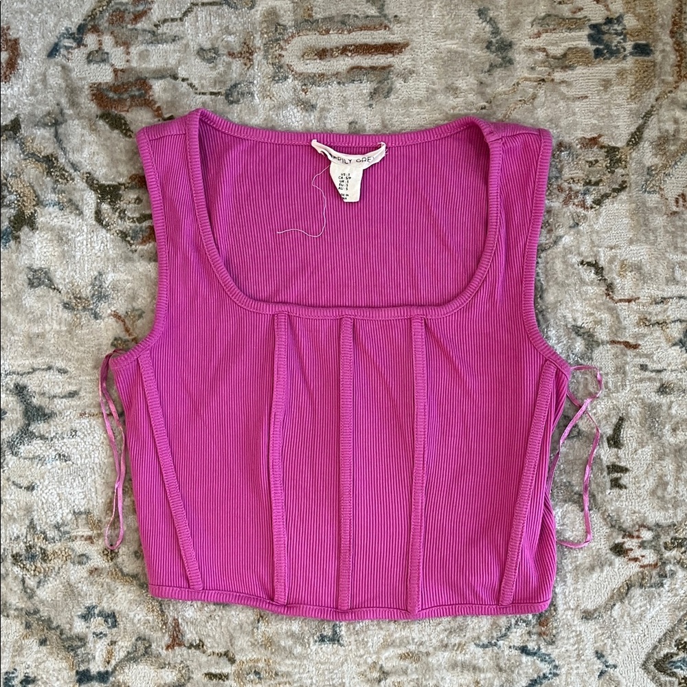 Sleeveless Ribbed Crop Top in Hot Pink